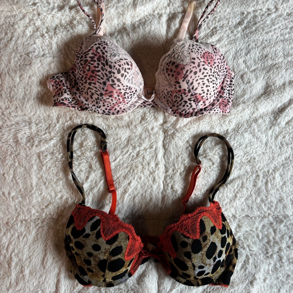 Jezebel Leopard Print Lace Push Up Bras 34B